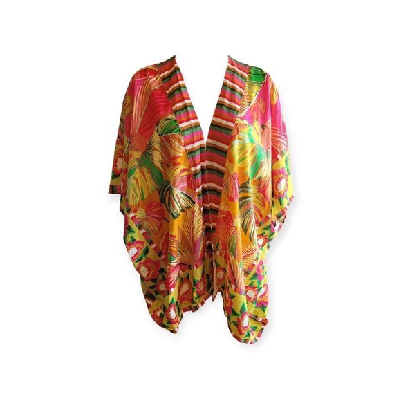 Rachel Roy Linen Rayon Kimono Cover-Up Tropical OS - Picture 13 of 14